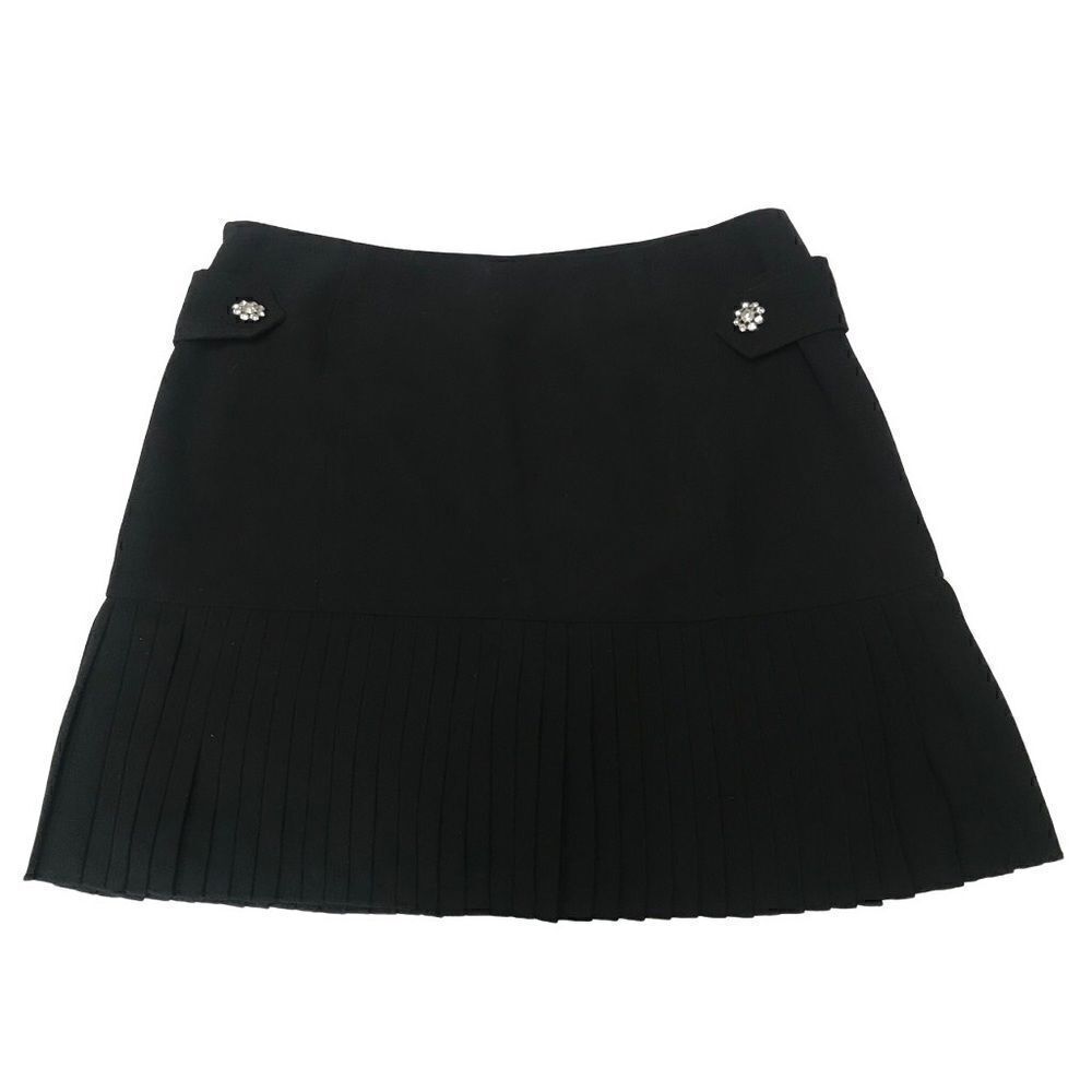 INC Y2K Clueless black pleated skirt with flower rhinestone accents 6P